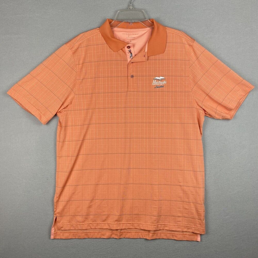 Bobby Jones X-H20 Men's Polo Golf Short Sleeve Shirt XL Striped Orange Hawaii